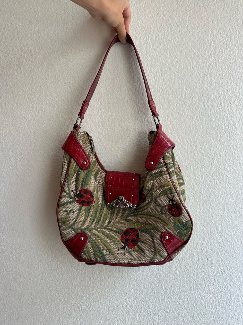 Red Ladybug Vintage Hobo Shoulder Bag